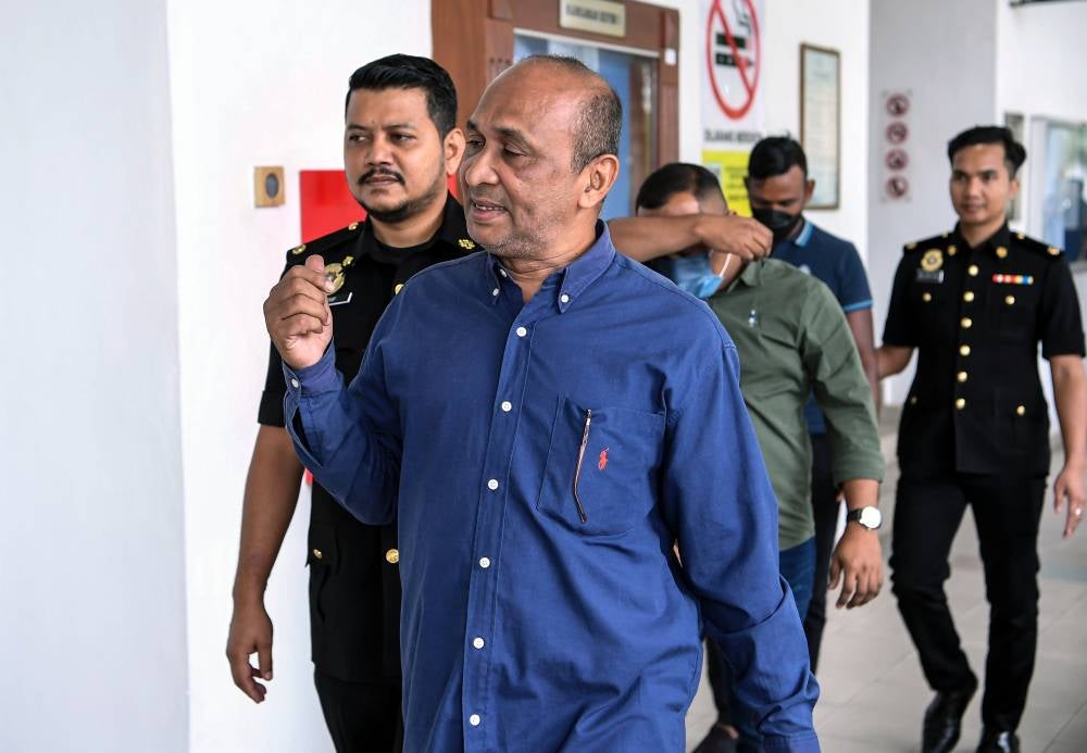 Zamil and his two friends Jamal Muhaideen Mohmad Hussin, 41, and Muhammad Redza Adzmi, 34, made the plea after the two charges against them were read out before Judge N. Priscilla Hemamalini. Photo by Bernama.
