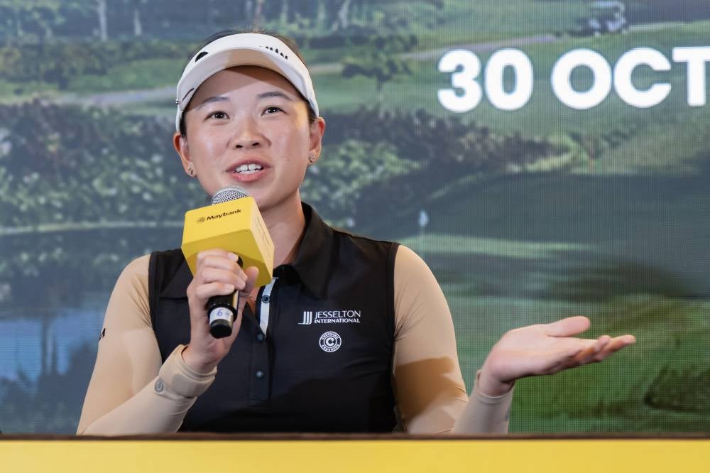 Malaysia’s golfer Genevieve Ling during a press conference at Kuala Lumpur Golf & Country Club (KLGCC) on Thursday. Photo by Bernama