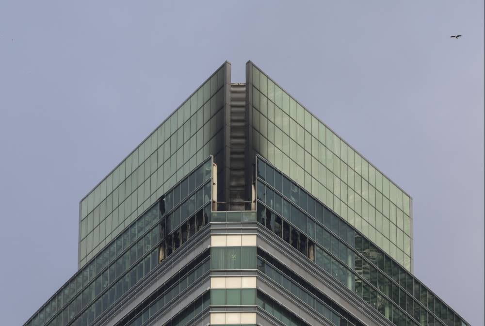 A fire broke out at the Petronas Tower 3 here this morning, involving a restaurant located on the upper floor of the building. Phot by Bernama