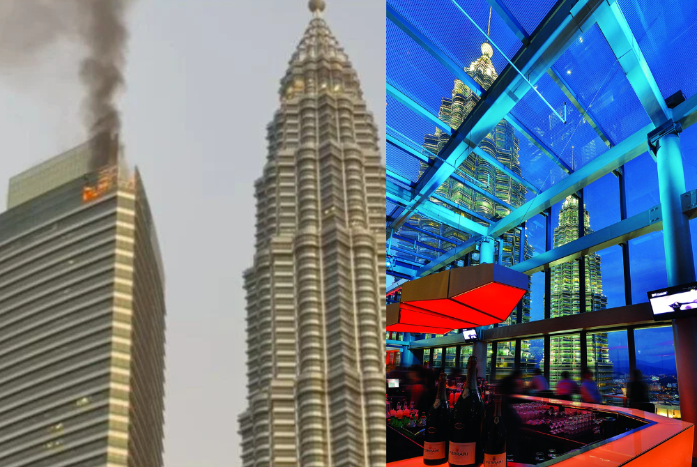One of Kuala Lumpur’s most recognisable fine dining spots, Marini’s on 57, temporarily shut its doors after a fire broke out on the top floor of Petronas Tower 3 on Saturday morning. Photo source: Bernama Radio and Marini's On 57's Facebook page.
