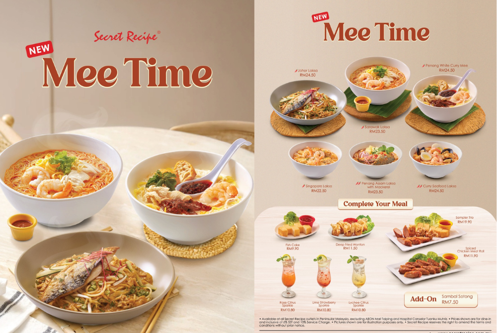 The “Mee Time” collection introduces three new signature dishes, Sarawak Laksa, Johor Laksa and Penang White Curry Mee each inspired by the distinctive flavours of their respective regions.