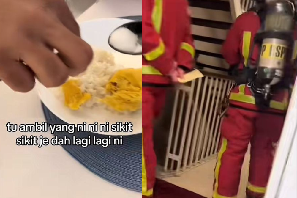 A married couple were visited by firefighters while enjoying pulut durian in Paris. 