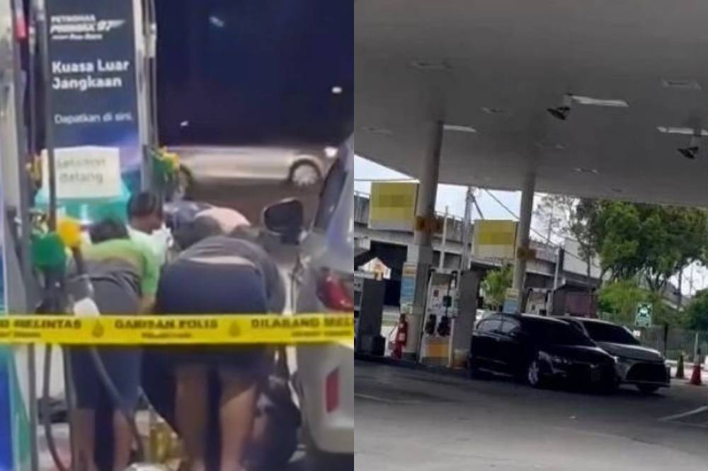 Two violent petrol station incidents in Klang within a week have raised public concern, one involving an injured police officer during an arrest attempt and the other a fatal shooting. Photo: Screenshot from social media