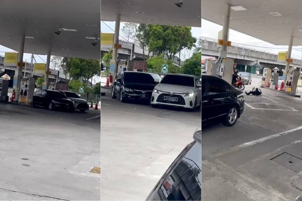 Two violent petrol station incidents in Klang within a week have raised public concern, one involving an injured police officer during an arrest attempt and the other a fatal shooting. Photo: Screenshot from social media