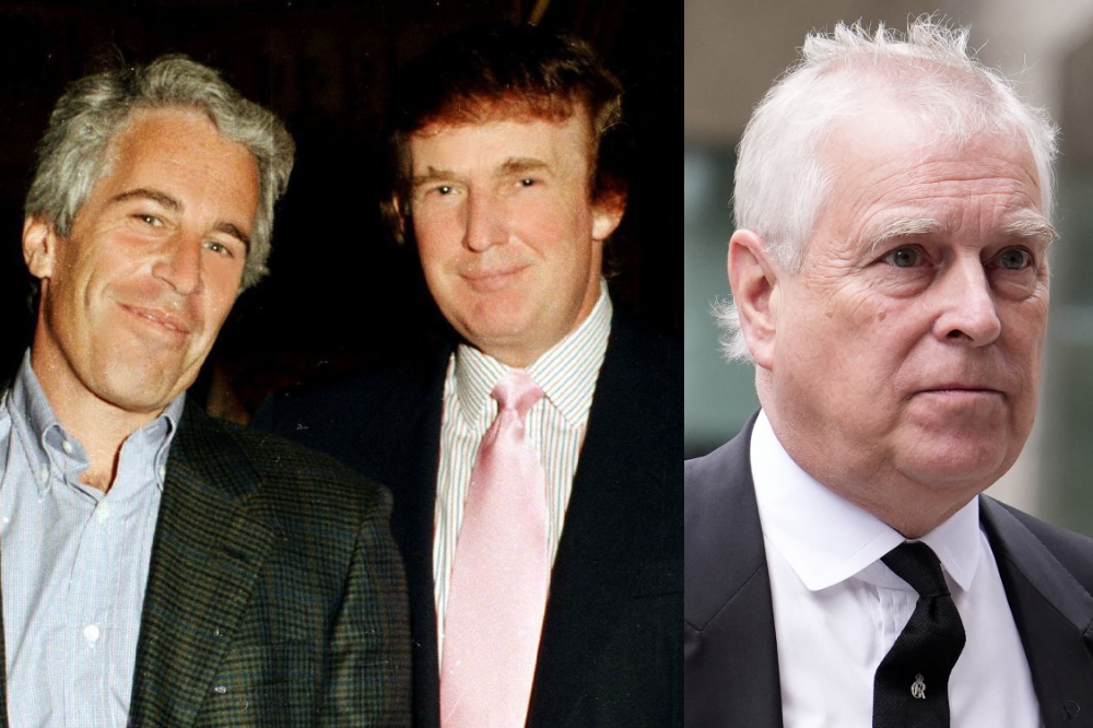 Jeffrey Epstein (left), Donald Trump (center) and Prince Andrew (right). - Photo: X / @PopCrave and AFP. Edited via Canva