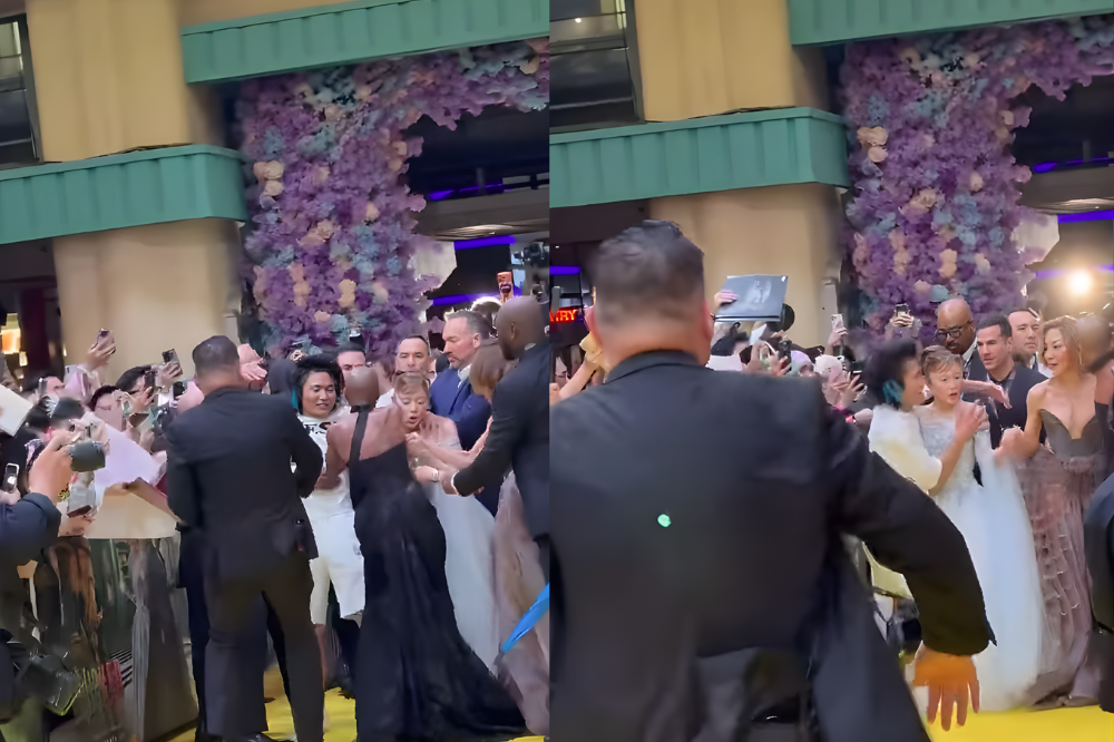 Viral clips show the intruder pulling her into a tight hug before Grande recoiled. -Photo: Instagram / @pyjamamann