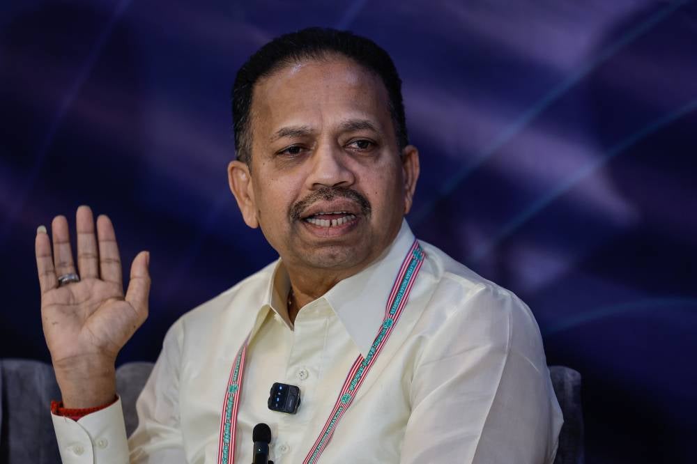 MIC President Tan Sri Dr SA Vigneswaran during a press conference at the 79th MIC General Assembly meeting today. (BERNAMA PHOTO) 