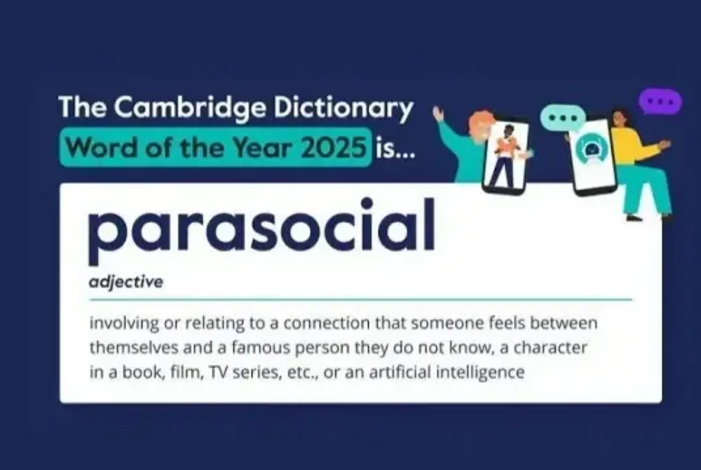 The term was defined by sociologists Donald Horton and Richard Wohl, who observed television viewers engaging in "parasocial” relationships with on-screen personalities that resembled those they formed with family members and friends. Photo source: Cambridge Dictionary
