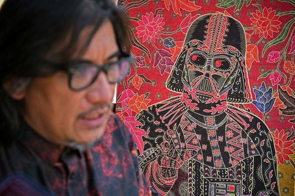 Among his notable works is an artwork created in solidarity with the Palestinian struggle, made special by incorporating Tatreez, the traditional Palestinian embroidery style. - Bernama photo