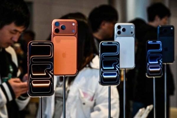 iPhone 17 models of US tech giant Apple Inc. are displayed for sale at their store in Jing'an district, in Shanghai on Nov 2. - Photo by Hector Retamal / AFP)
