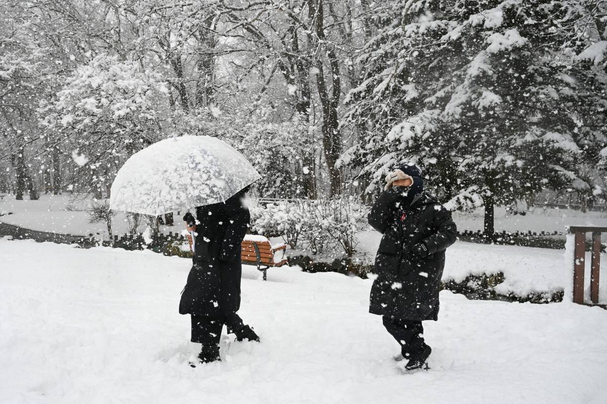Tourists from South Korea walk in the snow at a scenic spot in Chitose, in Japan’s northern Hokkaido prefecture on Dec 8, 2025. - (Photo by GREG BAKER / AFP)