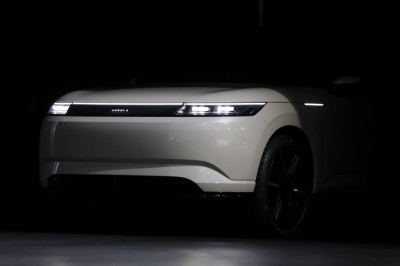 The Afeela Prototype 2026 is displayed during a Sony Honda Mobility news conference ahead of the annual Consumer Electronics Show in Las Vegas, Nevada, on Jan 5. (Photo by Caroline Brehman / AFP)