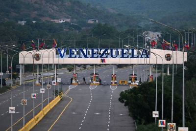 The entrance of the Atanasio Girardot border bridge with Venezuela is pictured in Cucuta, Colombia, on Jan 3, 2026, after US forces captured Venezuela's President Nicolas Maduro. - (Photo by RAUL ARBOLEDA / AFP)