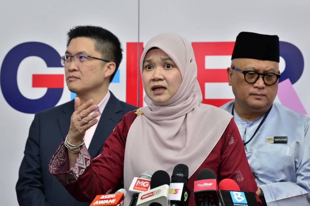 Education Minister Fadhlina Sidek speaks at a press conference after attending the 2026 New Year's Address Ceremony at the Education Ministry today. Photo by Bernama