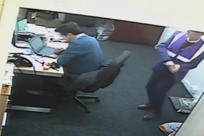 The incident caught on CCTV.