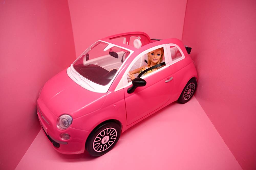 A Barbie doll is pictured during the preview of the exhibition "Barbie, a cultural icon" in Milan on September 12, 2024. (Photo by GABRIEL BOUYS / AFP)