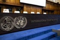 This photograph shows a view of the International Court of Justice (ICJ). - (Photo by Nick Gammon / AFP)
