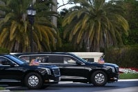 The motorcade with US President Donald Trump returns to Mar-a-Lago club in Palm Beach, Florida on Jan 11. Photo by Andrew Caballero-Reynolds/AFP