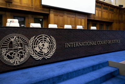 This photograph shows a view of the International Court of Justice (ICJ). - (Photo by Nick Gammon / AFP)