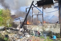 Five terrace houses at 5th Mile, Kampung Johan Setia, near the Al-Hidayah Mosque, were destroyed in a fire this afternoon. Photo: Selangor Fire and Rescue Department