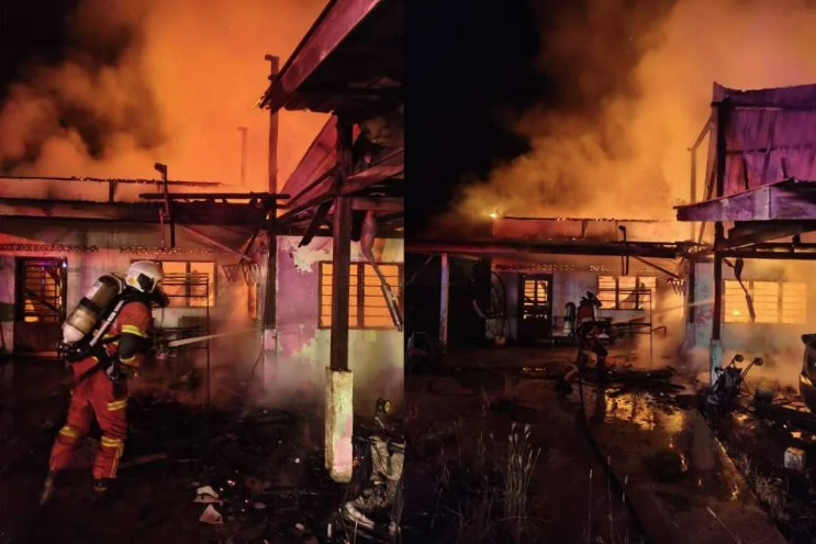 A fire has destroyed 20 motorcycles at a residential property in Parit Buntar that was being used as a motorcycle repair shop and storage facility.