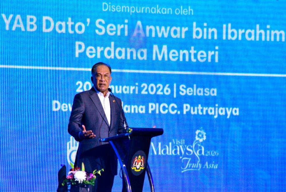 Prime Minister Datuk Seri Anwar Ibrahim at the launching of the National Education Blueprint (RPN) 2026-2035 today. - Bernama photo