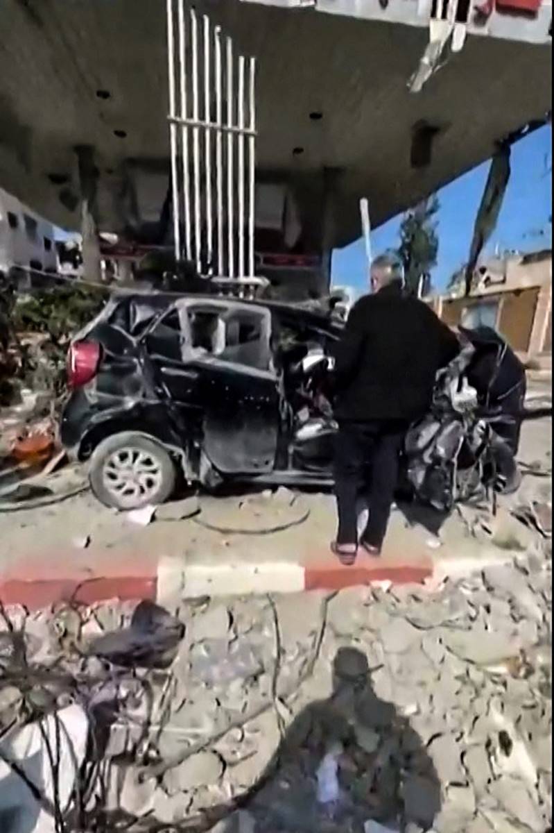 A grab from a handout video provided by the Palestinian Red Crescent Society (PRCS) on February 10, 2024, shows a car in which reportedly six-year-old Palestinian Hind Rajab pleaded to be rescued, after the vehicle came under fire in Gaza City, leaving her alone, frightened and injured, surrounded by the bodies of her dead relatives. Photo by Palestinian Red Crescent/AFP FILE PIX