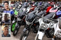 Hundreds of motorcycles seized following illegal street racing activities. Small pic (from top): Devi, Omar and Asrul.