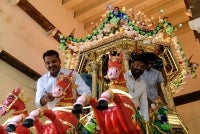 Penang Nattukotai Chettiar Temple Trust Manager, PRC Veerappan (left) with volunteers decorating a 132-year-old chariot in preparation for the Thaipusam festival on Feb 1. Photo by Bernama