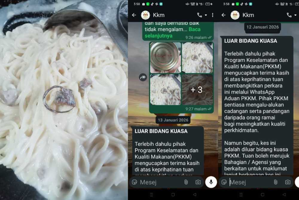 Rohaniza lodged a complaint with the Health Ministry after discovering a foreign object in the spaghetti sauce she purchased from a supermarket.
