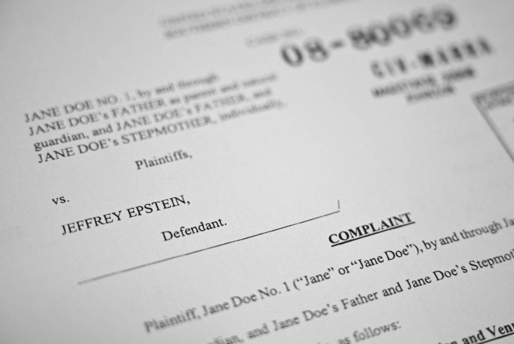 A court document after the US Justice Department began releasing the long-awaited records from the investigation into the politically explosive case of convicted sex offender Jeffrey Epstein. Photo by Mandel Ngan/AFP FILE PIX