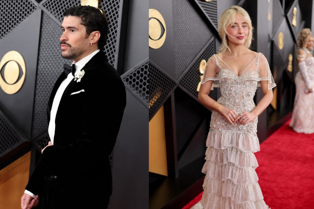 Bad Bunny (R) and Sabrina Carpenter (L) at the 68th GRAMMY Awards at Crypto.com Arena on February 01, 2026 in Los Angeles, California. (Photo by AFP)