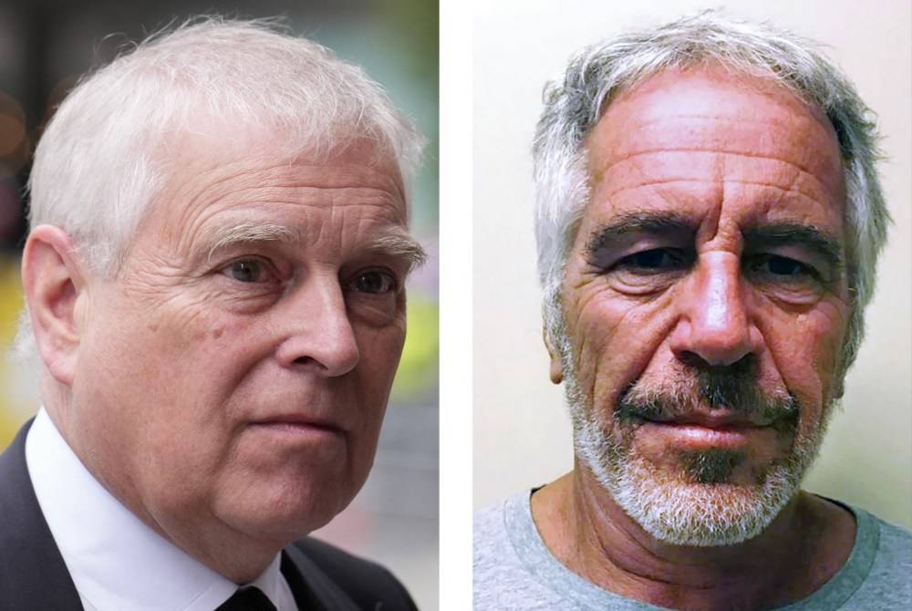 This combination of files photographs created on Feb 1, 2026 shows Britain's Prince Andrew (L), Duke of York and an undated handout photograph obtained on July 11, 2019 courtesy of the New York State Sex Offender Registry showing Jeffrey Epstein (R). - (Photo by Jordan Pettitt and Handout / various sources / AFP)