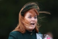 Sarah, Duchess of York reacts outside after attending the Royal Family's traditional Christmas Day service at St Mary Magdalene Church on the Sandringham Estate in eastern England, on Dec 25, 2023. - (Photo by ADRIAN DENNIS / AFP)