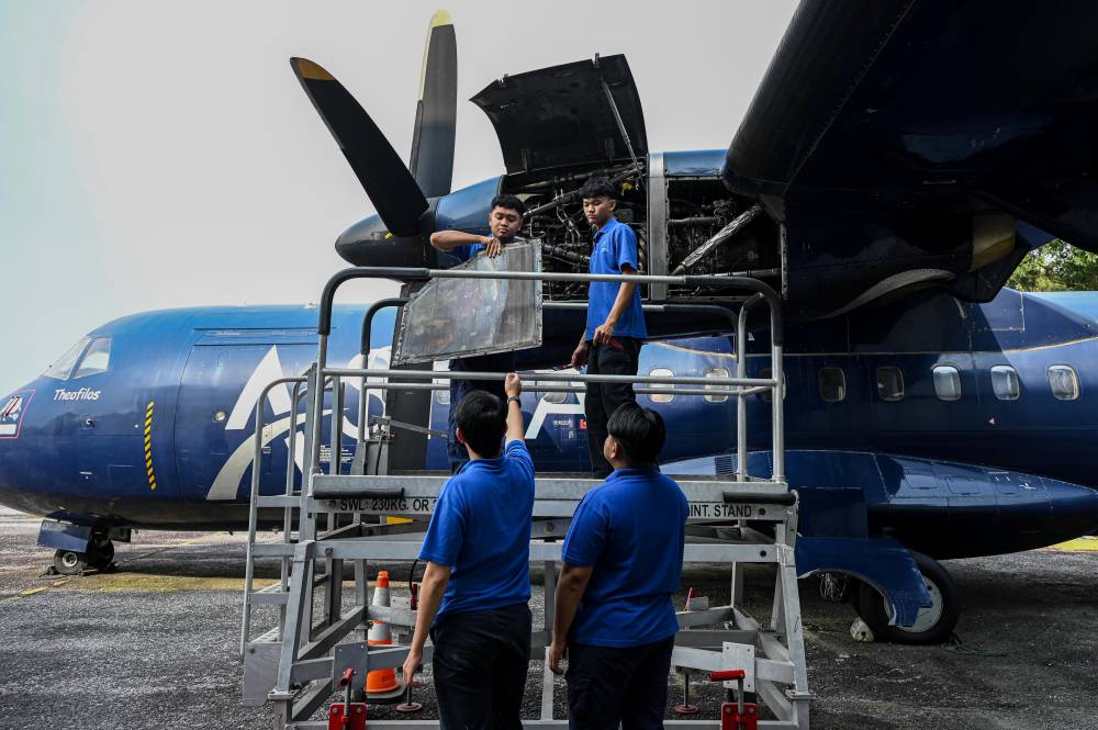TVET students majoring in aircraft maintenance at the Shah Alam Advanced Technology Training Centre (ADTEC). - Photo by Bernama