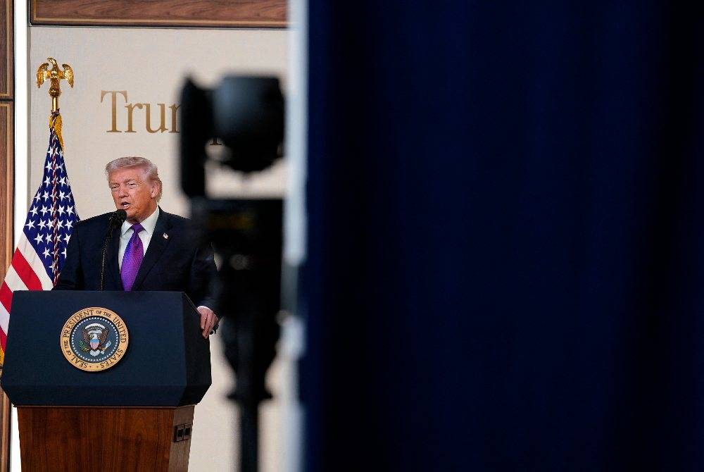 US President Donald Trump speaks during an event on drug pricing in the South Court Auditorium on the White House campus on Feb 5, 2026 in Washington, DC. - (Photo by Nathan Howard / Getty Images via AFP)
