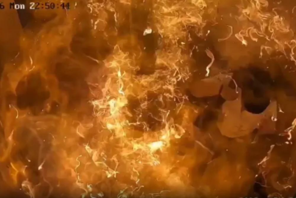 Three people were injured after several balloons filled with flammable gas exploded inside a lift at a residential building in Goregaon West here on Monday. Photo: Screenshot of video on social media