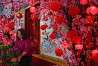 Each year, Swee Nyet Keung Temple attracts Buddhists celebrating the New Year, with decorations typically put up a month beforehand. Photo by Bernama