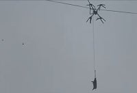 A farmer in southwestern China caused a 10-hour power outage in his village after using a drone to transport pigs, only for one of the animals to become suspended mid-air when the drone’s rope snagged a power line. Photo: X
