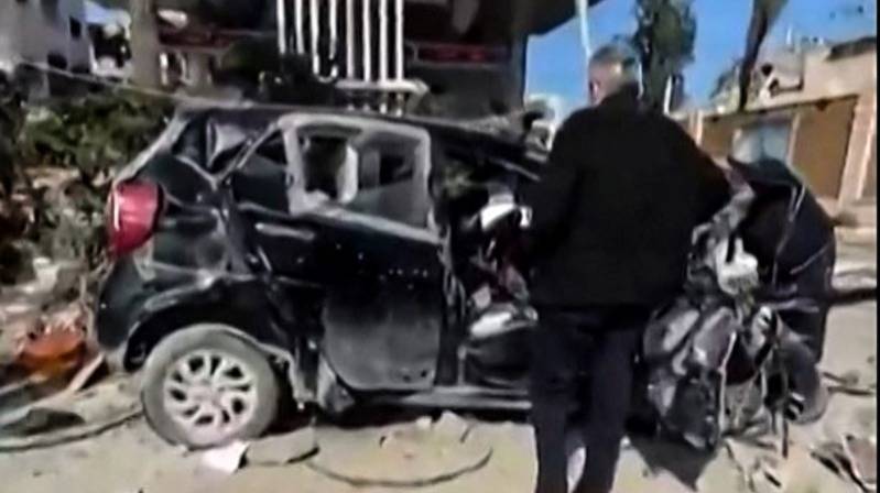 A grab from a handout video provided by the Palestinian Red Crescent Society (PRCS) on February 10, 2024, shows a car in which reportedly six-year-old Palestinian Hind Rajab pleaded to be rescued, after the vehicle came under fire in Gaza City, leaving her alone, frightened and injured, surrounded by the bodies of her dead relatives. Photo by Palestinian Red Crescent/AFP FILE PIX