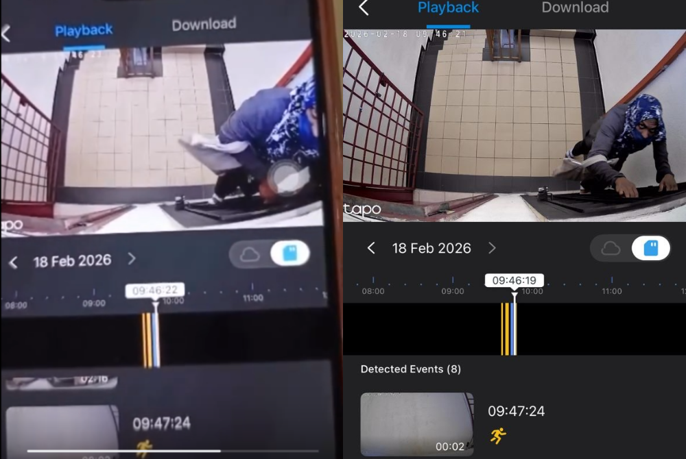 Screenshots from the CCTV footage posted by the victim in a social media post.