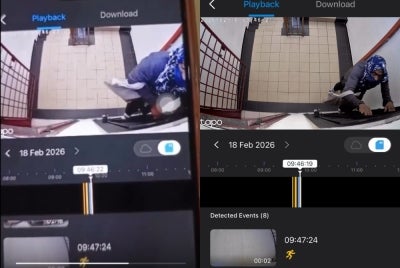 Screenshots from the CCTV footage posted by the victim in a social media post.