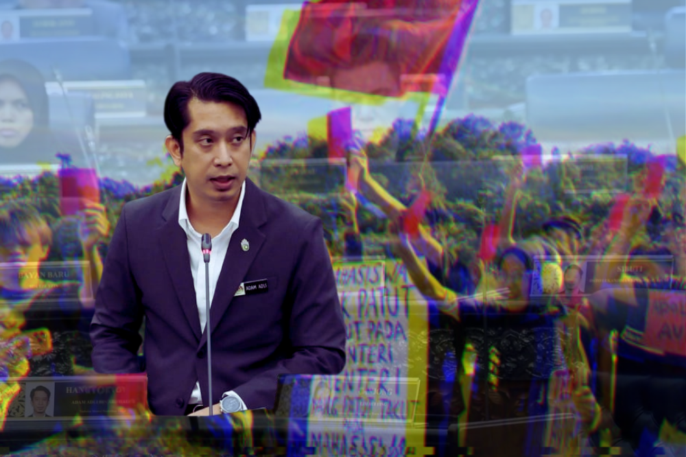 Adam Adli speaking in Parliament. 