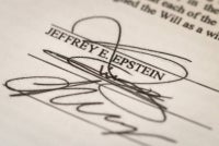 In this photo illustration, Jeffrey Epstein's signature on a will, part of the Epstein files released by the Department of Justice, is shown on Feb 13, 2026 in Chicago, Illinois. - (Photo by SCOTT OLSON / Getty Images via AFP)