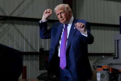 President Donald Trump speaks at the Coosa Steel Corporation on Feb 19, 2026 in Rome, Georgia. - (Photo by CHIP SOMODEVILLA / Getty Images via AFP)