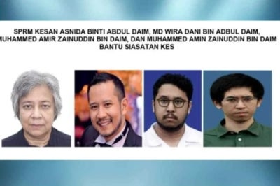 The Malaysian Anti-Corruption Commission (MACC) has sought four people to facilitate investigations into a case. They have been identified as Asnida Abdul Daim, Md Wira Dani Abdul Daim, Muhammed Amir Zainuddin Daim and Muhammed Amin Zainuddin Daim.