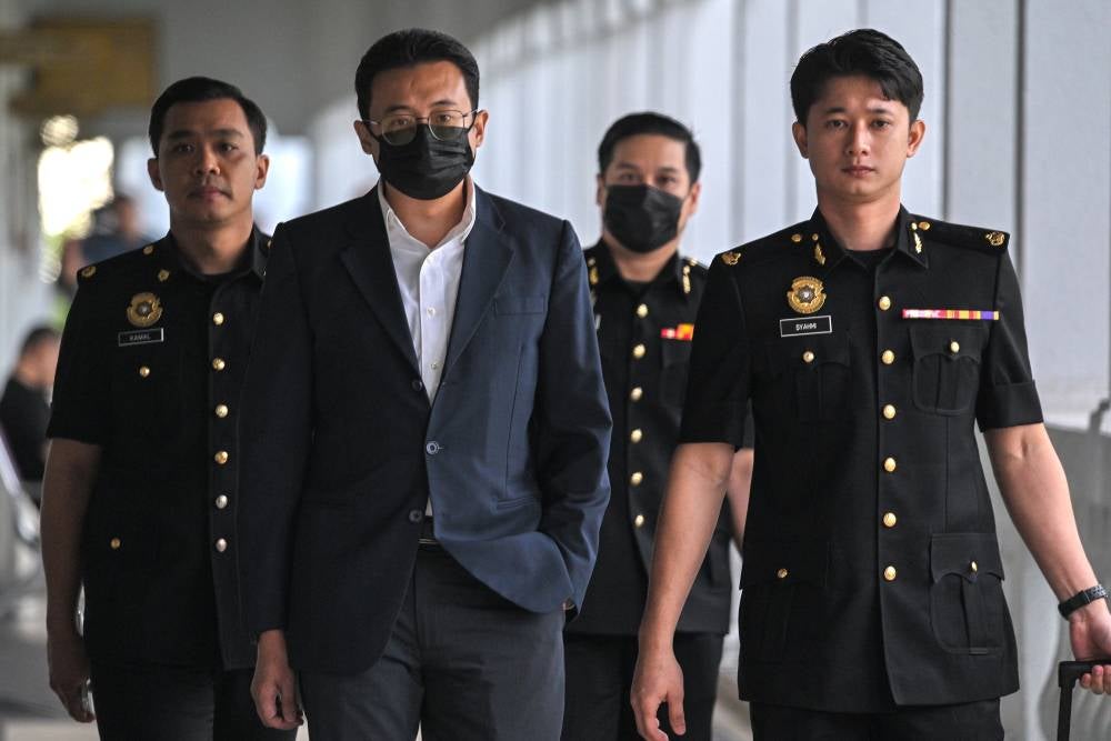 The chief executive officer of Perbadanan Stadium Malaysia (PSM) Iliyas Jamil, 42, was charged in the Sessions Court here today with seven counts of corruption involving RM1.45 million in connection with the RM8.7 million tender to upgrade the Bukit Jalil National Squash Centre. Photo by Bernama