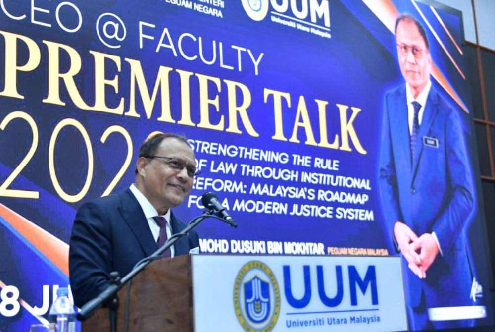 Attorney General Tan Sri Mohd Dusuki Mokhtar during his Premier CEO@Faculty Lecture at Universiti Utara Malaysia (UUM), titled Strengthening the Rule of Law Through Institutional Reform: Malaysia’s Roadmap for a Modern Justice System.