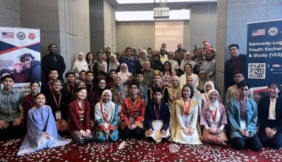 A total of 23 Malaysian selected students pose for a photo on Jan 20, 2026 at the send-off ceremony for the Kennedy-Lugar Youth Exchange and Study (KL-YES) Programme 2026, before departing for the United States to take part in a six-month student exchange programme until June 2026. - Photo by Bernama