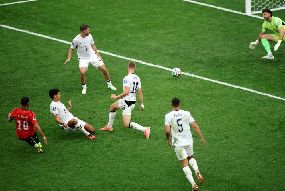 Salah #10 of Egypt scores his team's second goal during the FIFA World Cup 2026 Group G match between New Zealand and Egypt at BC Place Vancouver on June 21 in Vancouver, British Columbia. Photo: AFP